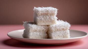 Delicate Japanese bread cake with fluffy texture served on plate photo