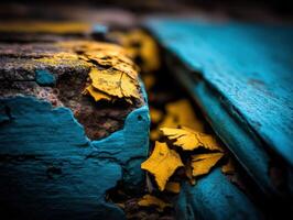 Colorful peeling paint reveals textured layers of decay photo