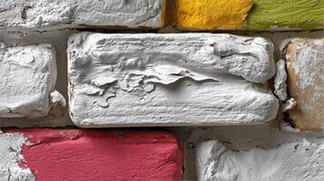 Colorful textures of weathered bricks in urban setting photo