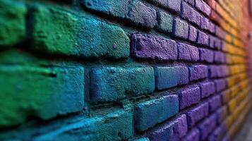 Colorful brick wall showcasing vibrant hues in urban setting photo