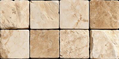 Elegant beige stone tiles arranged in a grid pattern photo
