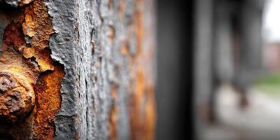 Rusty metal surface showcasing age and durability near urban area photo