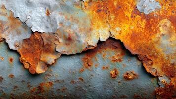 Rusty surface with peeling paint showing texture and decay photo