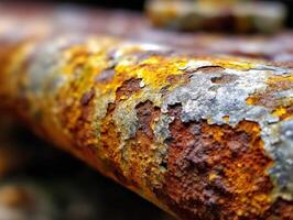 Rusty metal surface with vibrant textures and colors in close-up photo