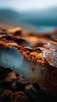 Rusty metal surface with layers of corrosion in nature photo