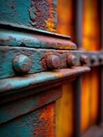 Rusty metal structure showcases vibrant colors and textures photo