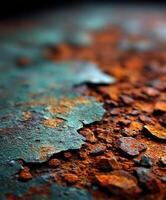 Rusty surface reveals texture and colors in a close-up view photo