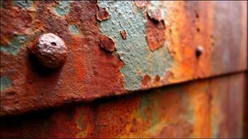 Rusty metal door with rivets and rivets photo