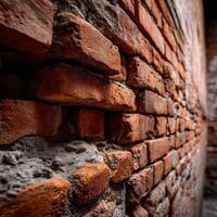 Textures of exposed brick on an old wall in a historic building photo