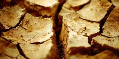Drought leaves deep cracks in parched soil during summer photo