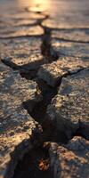 Ground cracks reveal dry terrain affected by drought conditions photo