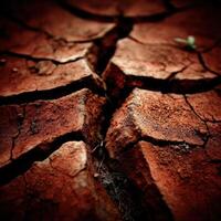 Dry cracked soil indicating drought in barren landscape photo