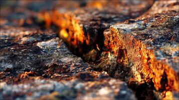 Lighting revealing texture in rocky terrain during sunset photo