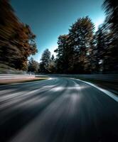 Driving experience at a winding racetrack in autumn photo