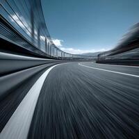 Race track curves with dynamic motion and vivid sky photo