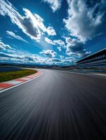 Racing track under a dramatic sky on a clear day photo