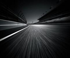 Racing track viewed from low angle during twilight hour photo