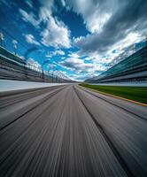 Exciting raceway view with dynamic sky and smooth track photo