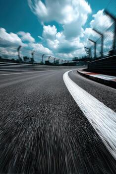 Curving racetrack with dynamic view on a bright day photo