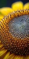 Close-up view of sunflower seeds showing intricate patterns photo