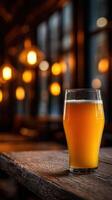 Refreshing craft beer served in a cozy pub setting photo