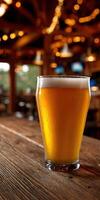 Craft beer served chilled in a rustic setting photo