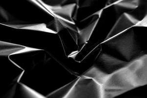 Textured black material with folds and creases photo