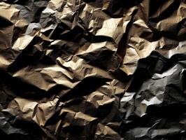 Textured crumpled paper in shades of black and gold photo