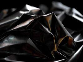 Black crumpled fabric forms abstract shadows photo
