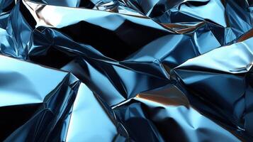 Shiny blue crinkled surface creating dynamic patterns photo