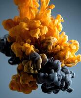 Colorful ink swirl in water creates dynamic patterns photo