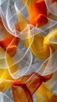 Colorful swirls of fabric flow gracefully in the light photo