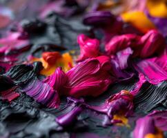Abstract close-up of vibrant paint textures and colors photo