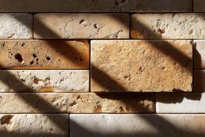 Natural stone wall showcasing textures and shadows photo