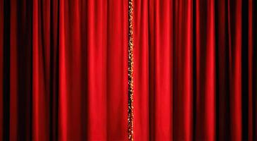 Rich Red Curtains with Gold Trim in Theater Stage Setting photo
