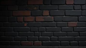 Dark Brick Wall Background with Textured Surface and Shadows photo