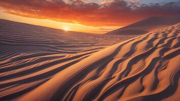 Desert Sand Dunes at Sunset with Bright Sky photo