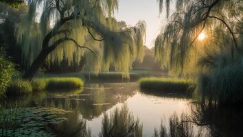 Willow Tree Over a Calm Pond photo