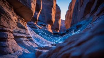 Spider Web in Canyon Landscape photo