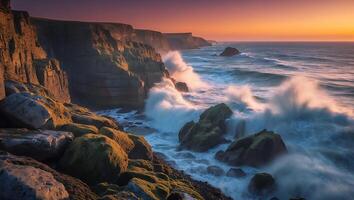 The cliffs of moher, ireland, at sunset photo