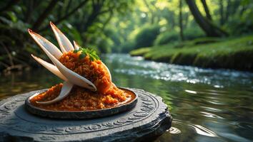 Gourmet Rice Presentation in Nature photo