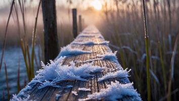 Frozen Dock at Sunrise photo