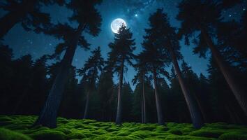 Forest and Moon at Night photo