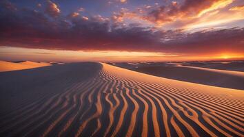 Sand Dune at Sunset with Colorful Sky Above photo