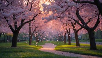Cherry Blossom Trees in Full Bloom Path photo