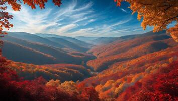 Autumn Mountain Valley View with Fall Colors photo
