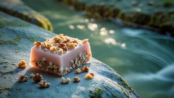 Nut Dessert on Wood Near Water photo