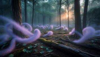 Purple Cloud on Forest Floor at Dawn photo