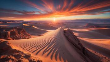 Sand Dune at Sunset with Dramatic Sky photo