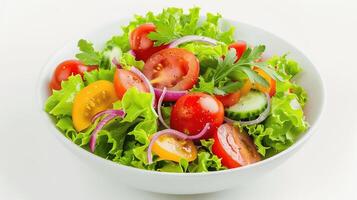 Fresh and Colorful Garden Salad with Tomatoes and Greens photo